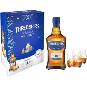 Three Ships Whisky 10 Year Old Single Malt Vintage 2006 2glass gift